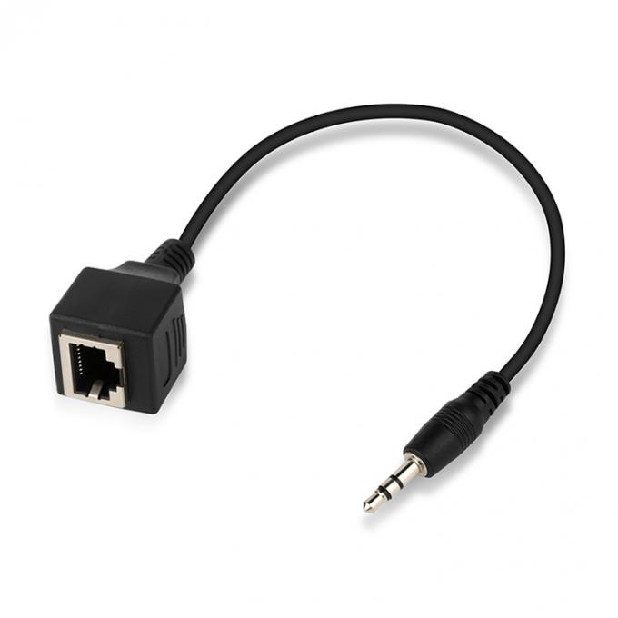 3.5mm Stereo Audio Jack σε RJ45 Female Socket Ethernet Extender Cable 1