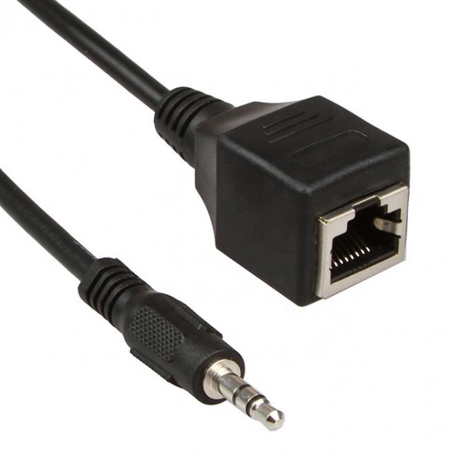 3.5mm Stereo Audio Jack σε RJ45 Female Socket Ethernet Extender Cable 3