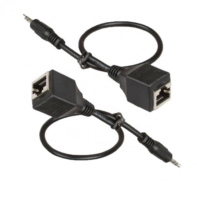 3.5mm Stereo Audio Jack σε RJ45 Female Socket Ethernet Extender Cable 4