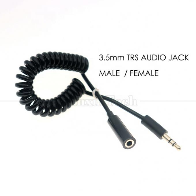 Άνοιγμα Sprial τυλιγμένο αρσενικό προς θηλυκό 3.5mm Jack Aux Stereo Audio Extension Cable για ακουστικά ομιλητή 0