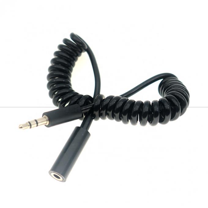 Άνοιγμα Sprial τυλιγμένο αρσενικό προς θηλυκό 3.5mm Jack Aux Stereo Audio Extension Cable για ακουστικά ομιλητή 2