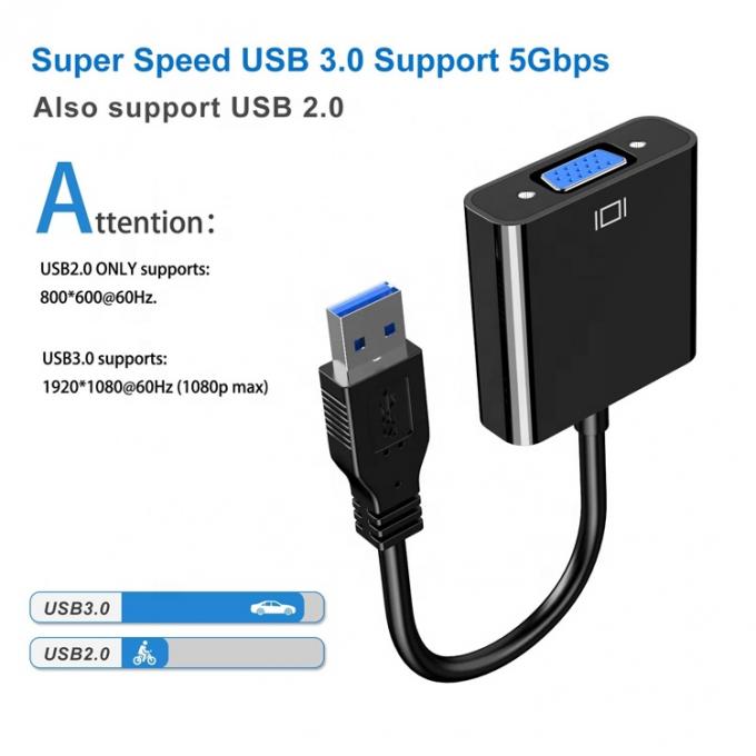 Μετατροπέας βίντεο πολλαπλής οθόνης USB 3.0 σε VGA Αναπροσαρμοστής για υπολογιστή υπολογιστή υπολογιστή οθόνης προβολέα HDTV 1