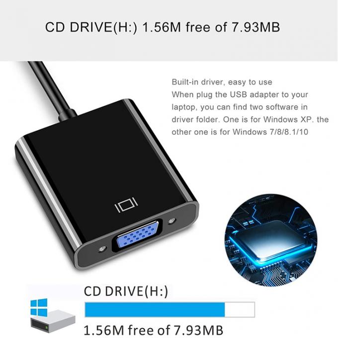 Μετατροπέας βίντεο πολλαπλής οθόνης USB 3.0 σε VGA Αναπροσαρμοστής για υπολογιστή υπολογιστή υπολογιστή οθόνης προβολέα HDTV 2