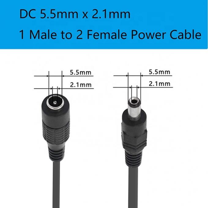 1 έως 2 τρόποι 1 θηλυκό έως 2 αρσενικό 5.5x2.1 mm DC Διοικητικό καλώδιο διαχωρισμού τροφοδοσίας για κάμερα CCTV LED Strip 2