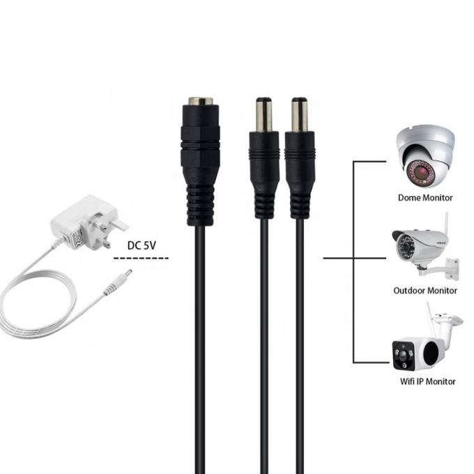 1 έως 2 τρόποι 1 θηλυκό έως 2 αρσενικό 5.5x2.1 mm DC Διοικητικό καλώδιο διαχωρισμού τροφοδοσίας για κάμερα CCTV LED Strip 6