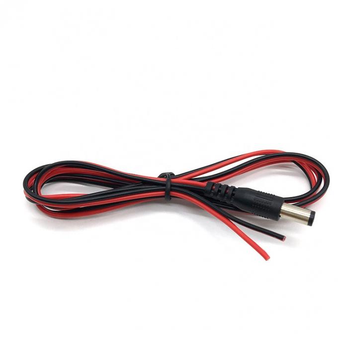 Κόκκινο Μαύρο DC αρσενικό 5,5x2,1mm Βαρέλι Jack σε απογυμνωμένο ανοιχτό γυμνό άκρο καλωδίου καλωδίου 5