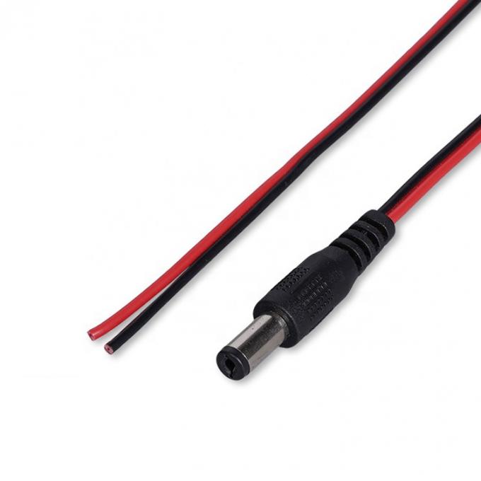 Κόκκινο Μαύρο DC αρσενικό 5,5x2,1mm Βαρέλι Jack σε απογυμνωμένο ανοιχτό γυμνό άκρο καλωδίου καλωδίου 3