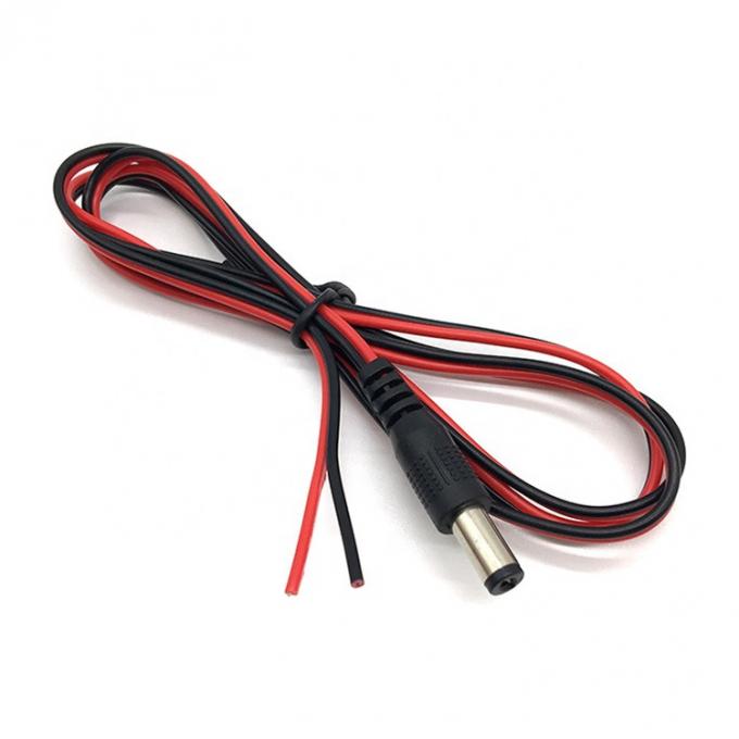 Κόκκινο Μαύρο DC αρσενικό 5,5x2,1mm Βαρέλι Jack σε απογυμνωμένο ανοιχτό γυμνό άκρο καλωδίου καλωδίου 2