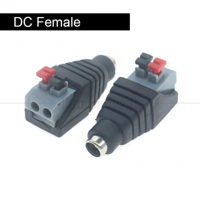 Πατήστε το κουμπί Solderless DC 5.5*2.1mm Male Female Jack to 2p Wire Connection Cable Connector Power Adapter για κάμερα LED Strip 0