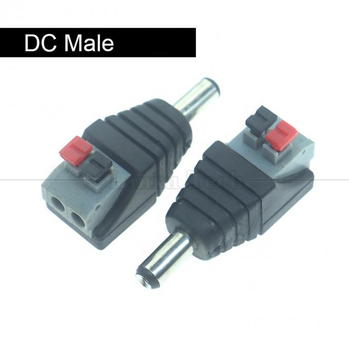 Πατήστε το κουμπί Solderless DC 5.5*2.1mm Male Female Jack to 2p Wire Connection Cable Connector Power Adapter για κάμερα LED Strip 1