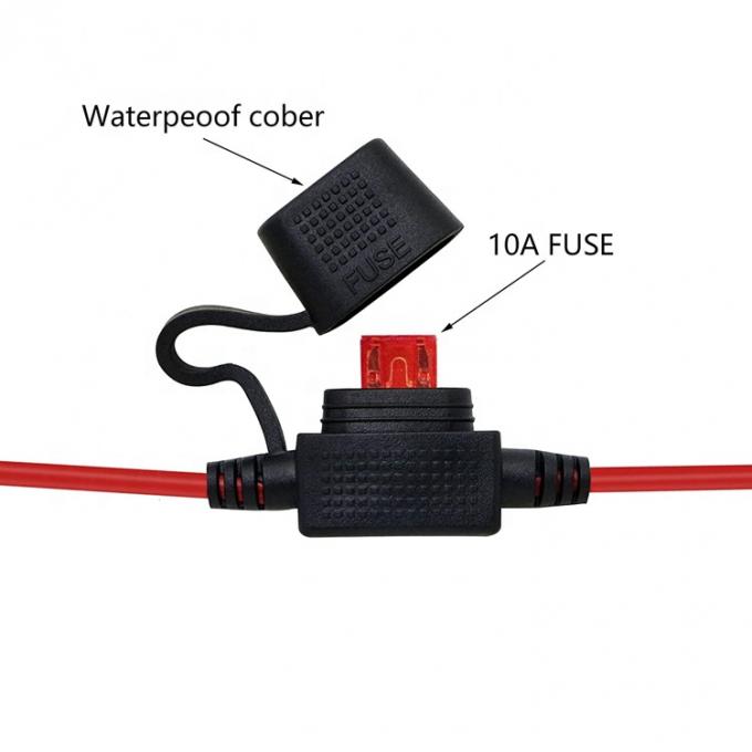 10A Fuse DC Jack 5.5x2.1mm σε SAE Plug Power Extension Cable για φορτιστή ηλιακών συλλεκτών μοτοσυκλέτας 2