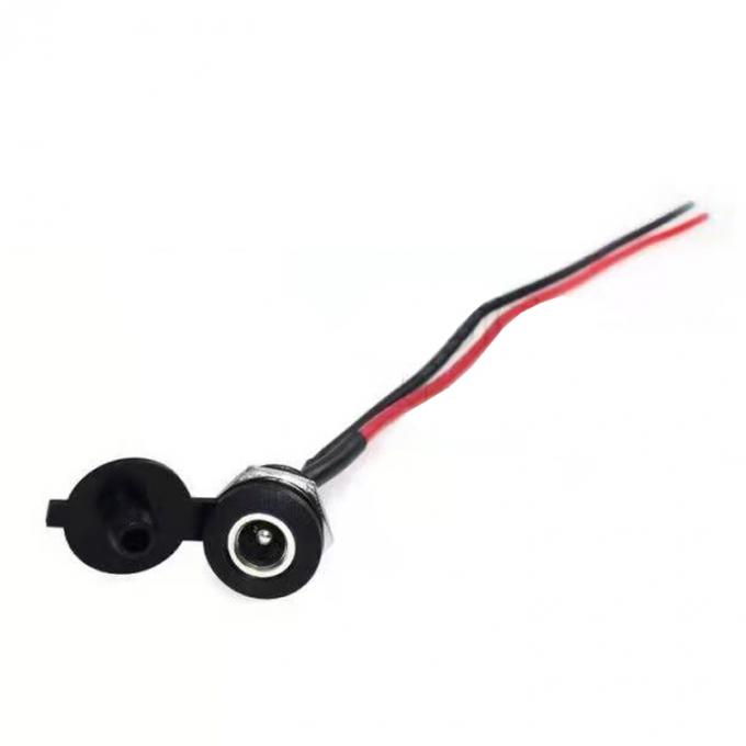 Πίνακα Mount Threaded DC Socket Female Jack 5.5x2.1mm σε 2 καλώδια Ανοιχτό καλώδιο άκρου Pigtail 2