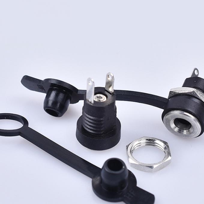 Πίνακα Mount Threaded DC Socket Female Jack 5.5x2.1mm σε 2 καλώδια Ανοιχτό καλώδιο άκρου Pigtail 4