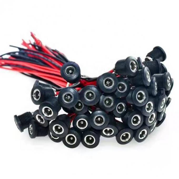 Πίνακα Mount Threaded DC Socket Female Jack 5.5x2.1mm σε 2 καλώδια Ανοιχτό καλώδιο άκρου Pigtail 8