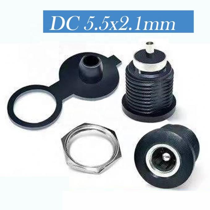 Πίνακα Mount Threaded DC Socket Female Jack 5.5x2.1mm σε 2 καλώδια Ανοιχτό καλώδιο άκρου Pigtail 6