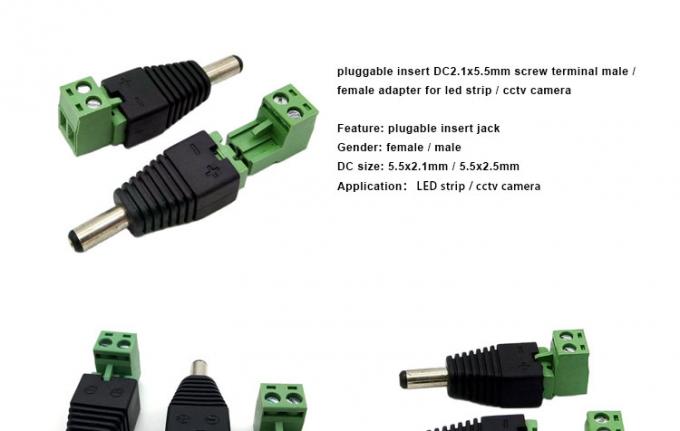 Χωρίς έλξη Εισαγωγή αρσενικό Γυναίκα 2.1 X 5.5mm DC Jack Connector Power Terminal Plug Adapter για LED Strip CCTV Camera 0