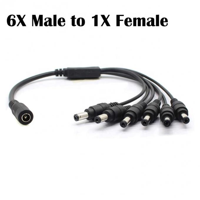 1 έως 6 τρόποι 1 Γυναίκα έως 6 Άντρας 5.5x2.1 mm DC Power Supply Splitter Cable για κάμερα CCTV LED Strip 4