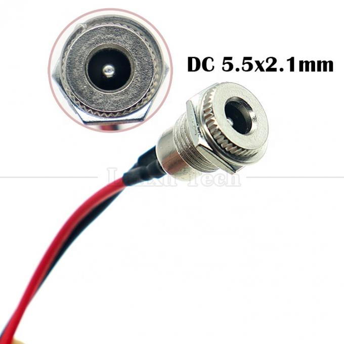 10cm 18AWG 5A Panel Mount DC 099 Γυναικεία πρίζα 5.5x2.1mm 2.5mm Μεταλλικό συρματόσχοινο σύνδεσμο για να ανοίξετε καλώδια με τενεκεδάκια 2