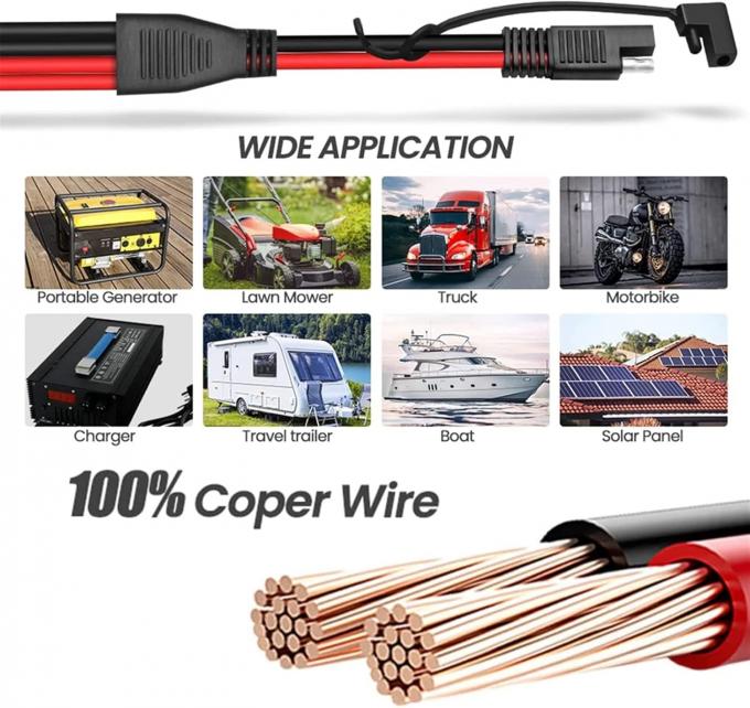 14AWG SAE DC Power Automotive Connector Cable Y Splitter 1 έως 2 SAE Extension Cable για RV Caravan Ηλιακά πάνελ Φορτίο μπαταρίας 5