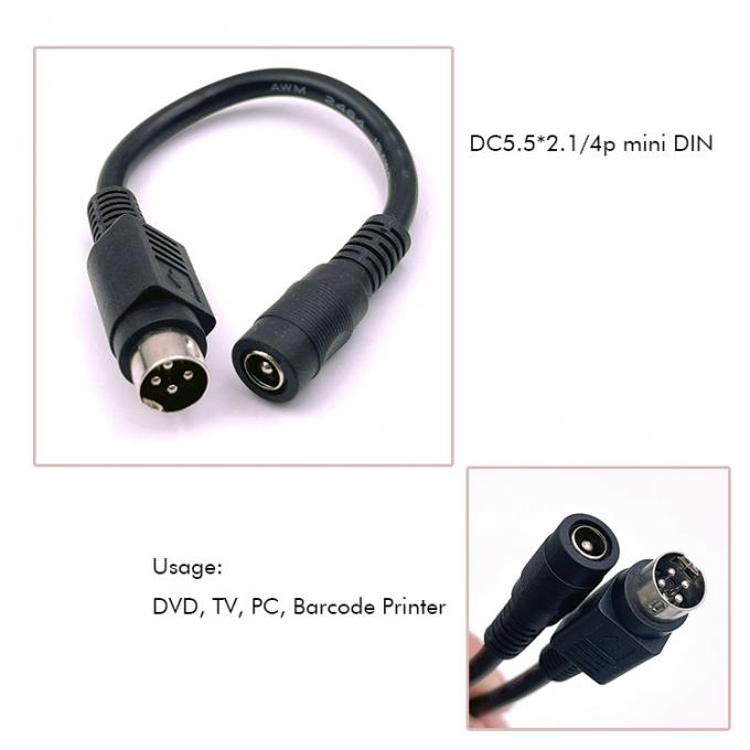 4 Πιν Mini DIN σε DC Jack 5.5x2.1mm Καλώδιο επέκτασης ρεύματος για κάμερα DVD TV PC εκτυπωτής γραμμικού κώδικα 2