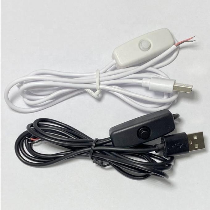 1m Λευκή Μαύρη LED Strip Δύναμη σε εκτός κουμπί USB τύπου Α καλώδιο επέκτασης διακόπτη 4