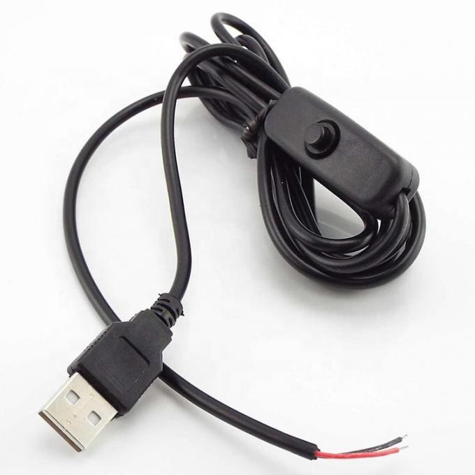1m Λευκή Μαύρη LED Strip Δύναμη σε εκτός κουμπί USB τύπου Α καλώδιο επέκτασης διακόπτη 2