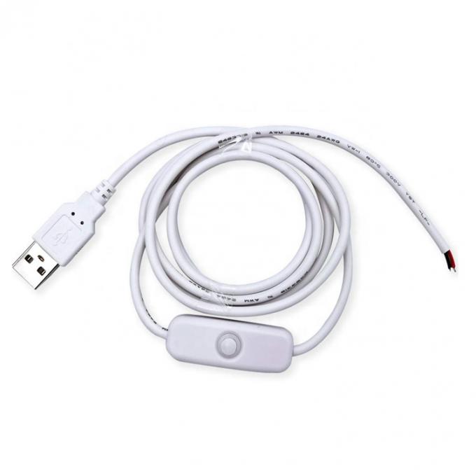1m Λευκή Μαύρη LED Strip Δύναμη σε εκτός κουμπί USB τύπου Α καλώδιο επέκτασης διακόπτη 3