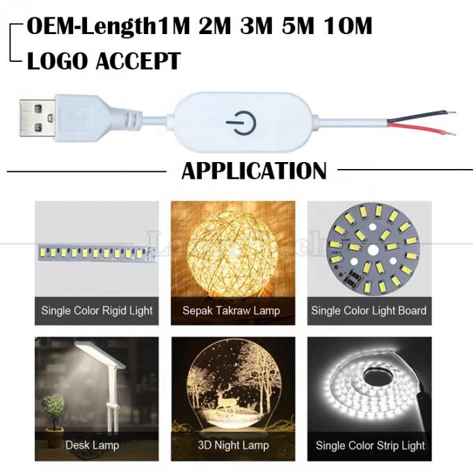 5V 1m on off Switch Controller USB για να ανοίξετε καλώδια End Cable Touch Dimmer για 3w 5w Led Strip Light Lamp 1