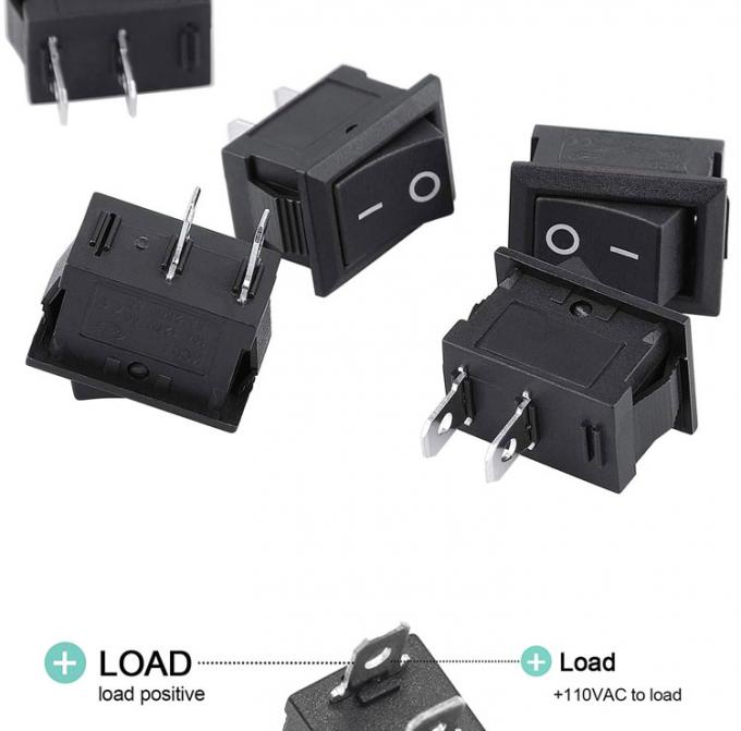 AC 6A/250V 10A/125V Μαύρη θέση 2 καρφίτσες Κλείσιμο σε ON OFF Ηλεκτρικός διακόπτης ροκέας σκάφους 4