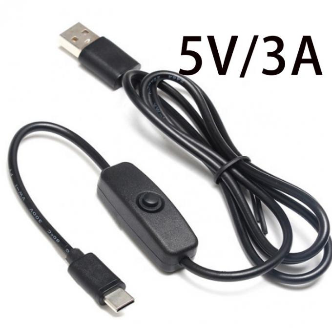 1m 5V 3A καλώδιο USB τύπου C με διακόπτη ON OFF για Raspberry Pi 0