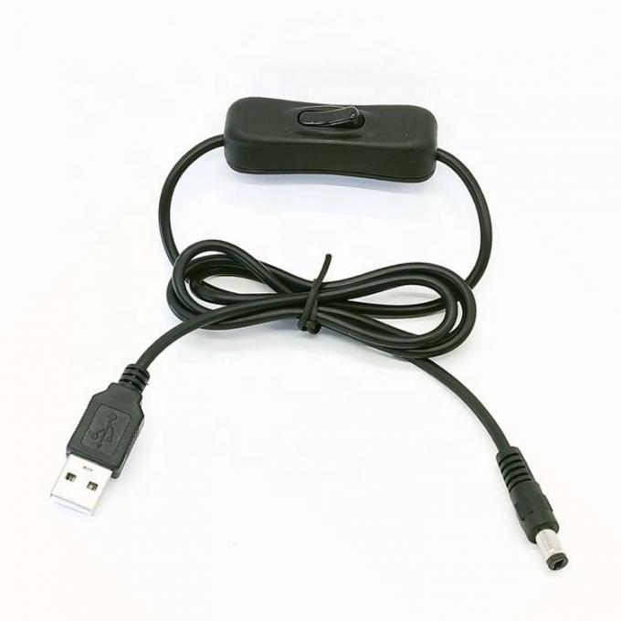 1m 5V USB σε DC 5.5x2.1mm καλώδιο επέκτασης φορτιστή ισχύος με διακόπτη ON OFF για Led 0