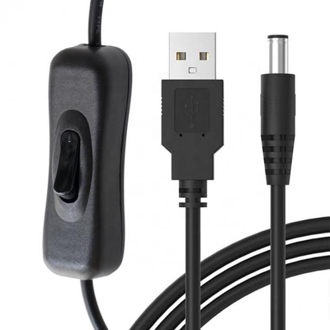 1m 5V USB σε DC 5.5x2.1mm καλώδιο επέκτασης φορτιστή ισχύος με διακόπτη ON OFF για Led 1