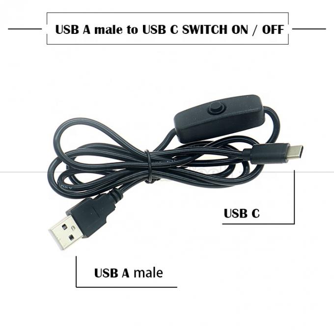 5V USB A αρσενικό προς τύπο C USB Switch Power ON OFF καλώδιο για Raspberry Pi LED Strip 0