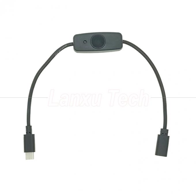 USB τύπου C αρσενικό προς θηλυκό ανοιχτό εκτός Silicon Cap Switch Extension Cable για Raspberry Pi Lamp Fan 0