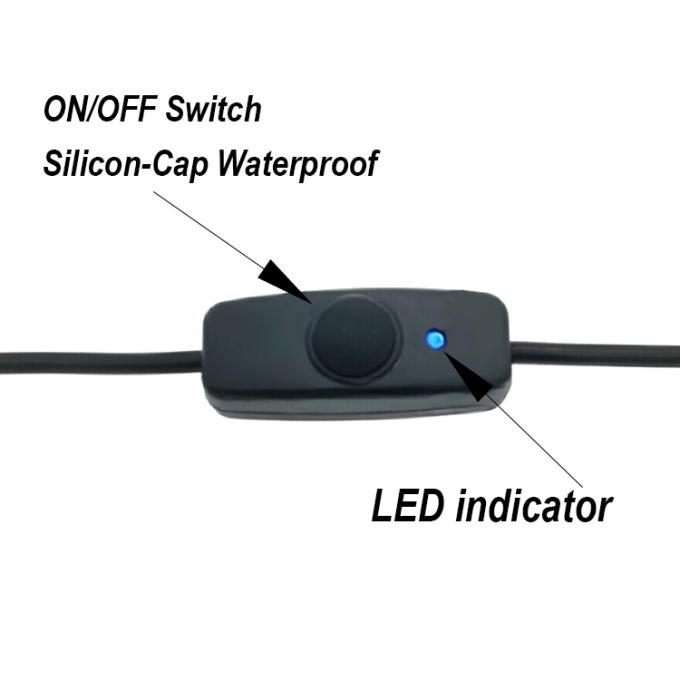 USB τύπου C αρσενικό προς θηλυκό ανοιχτό εκτός Silicon Cap Switch Extension Cable για Raspberry Pi Lamp Fan 3