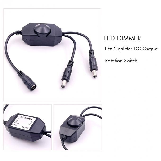 12v 1 θηλυκό σε διαχωριστικό 2 αρσενικό DC ισχύς σε εκτός περιστροφής διακόπτης ελεγκτής LED dimmer για λάμπα 1