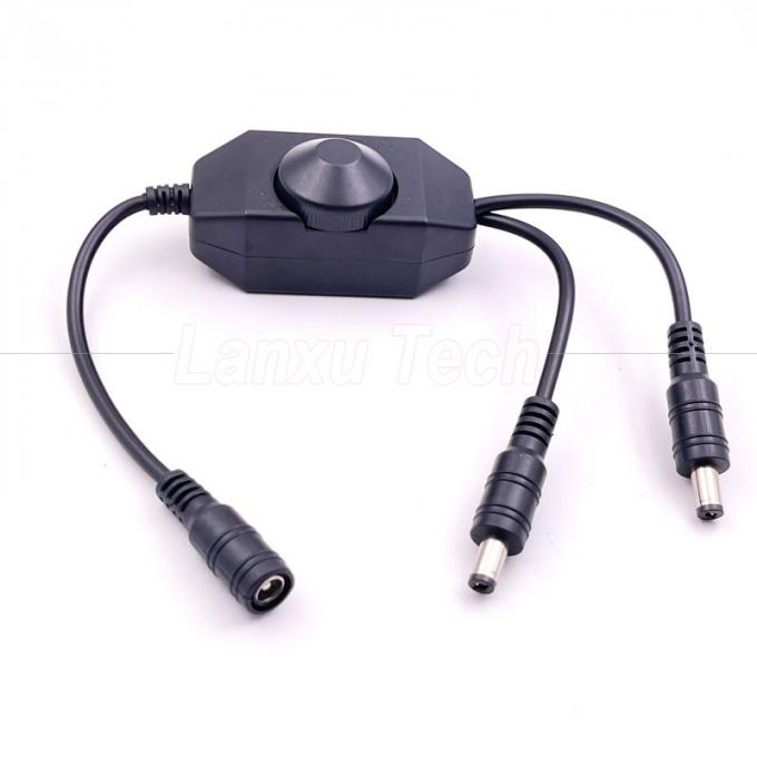 12v 1 θηλυκό σε διαχωριστικό 2 αρσενικό DC ισχύς σε εκτός περιστροφής διακόπτης ελεγκτής LED dimmer για λάμπα 2