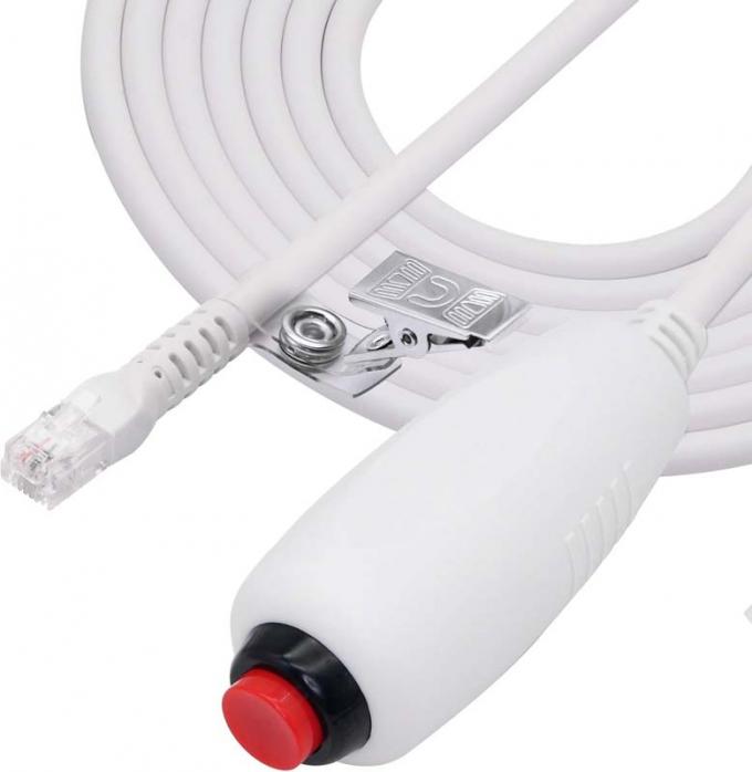 Προσαρμοσμένο RJ11 6Pin 4Core Single Button Hand Grip Καλώδιο κλήσης νοσοκόμας με κλιπ για το σταθμό νοσοκόμας Σταθμός κλήσης νοσοκόμας 1
