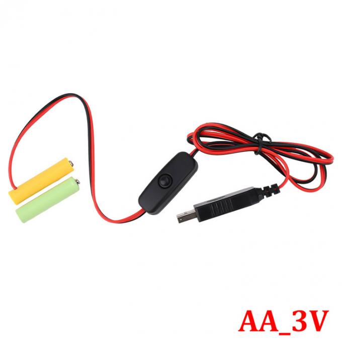 1.5v 3v 4.5v 6v LR6 AA LR03 AAA Εξάλειπτης μπαταρίας Αντικαταστήστε USB Switch ON OFF Καλώδιο φορτιστή για ηλεκτρονικά παιχνίδια LED Light 1