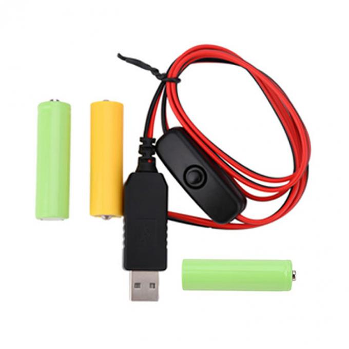 1.5v 3v 4.5v 6v LR6 AA LR03 AAA Εξάλειπτης μπαταρίας Αντικαταστήστε USB Switch ON OFF Καλώδιο φορτιστή για ηλεκτρονικά παιχνίδια LED Light 3
