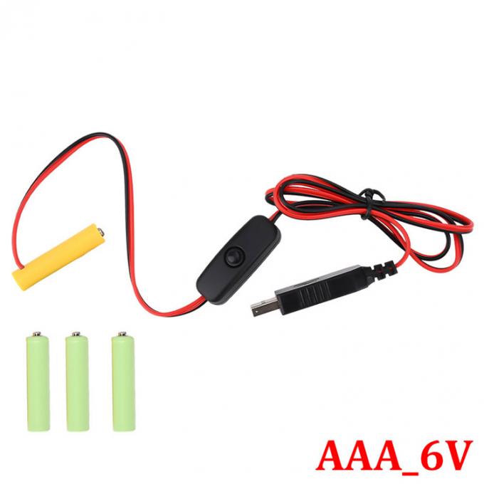 1.5v 3v 4.5v 6v LR6 AA LR03 AAA Εξάλειπτης μπαταρίας Αντικαταστήστε USB Switch ON OFF Καλώδιο φορτιστή για ηλεκτρονικά παιχνίδια LED Light 2