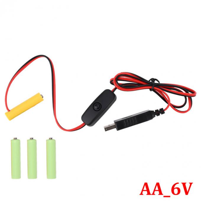 1.5v 3v 4.5v 6v LR6 AA LR03 AAA Εξάλειπτης μπαταρίας Αντικαταστήστε USB Switch ON OFF Καλώδιο φορτιστή για ηλεκτρονικά παιχνίδια LED Light 5