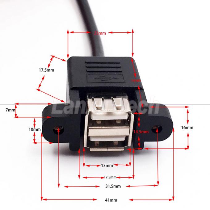 Δύο USB τύπου A 2 θύρες πίνακα Mount USB σε Dupont 9 Pin Header Connector Wire Cable 2
