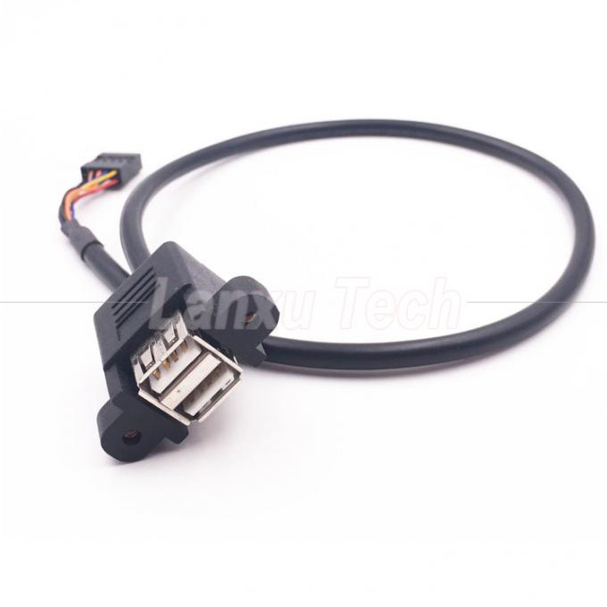 Δύο USB τύπου A 2 θύρες πίνακα Mount USB σε Dupont 9 Pin Header Connector Wire Cable 6