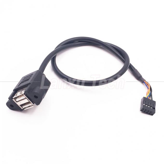 Δύο USB τύπου A 2 θύρες πίνακα Mount USB σε Dupont 9 Pin Header Connector Wire Cable 4