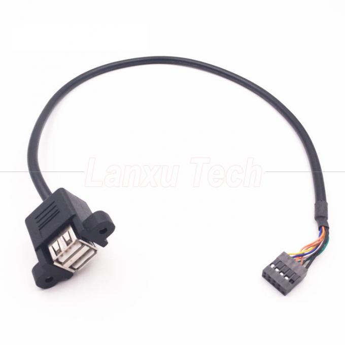 Δύο USB τύπου A 2 θύρες πίνακα Mount USB σε Dupont 9 Pin Header Connector Wire Cable 5