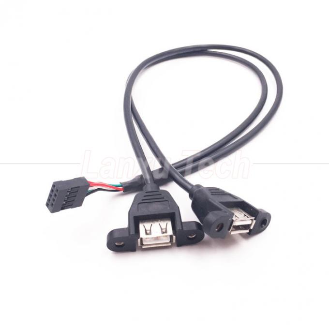 Δύο θύρα USB τύπου A 2 θύρες πίνακα Mount USB σε Dupont καλώδιο σύρματος σύνδεσης 1