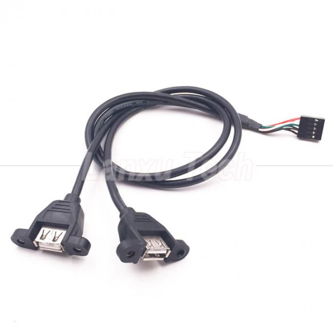 Δύο θύρα USB τύπου A 2 θύρες πίνακα Mount USB σε Dupont καλώδιο σύρματος σύνδεσης 5