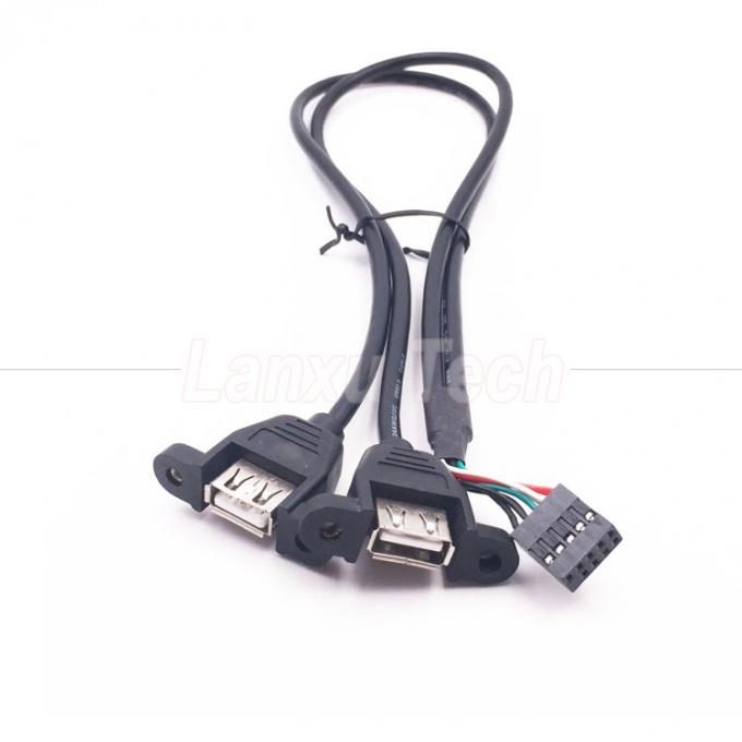Δύο θύρα USB τύπου A 2 θύρες πίνακα Mount USB σε Dupont καλώδιο σύρματος σύνδεσης 4