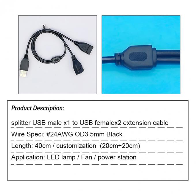 USB 2.0 Άντρας σε 2 Δύο USB Γυναίκα Jack Y Splitter Hub Δυναμικό καλώδιο επέκτασης προσαρμογέα καλώδιο 1